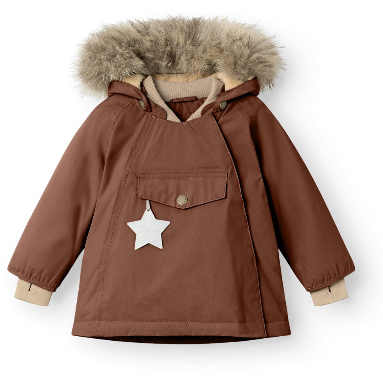 Mini A Ture Rootbeer Brown Wang Fleece Vinterjakke M. Pels 12 Mdr/80