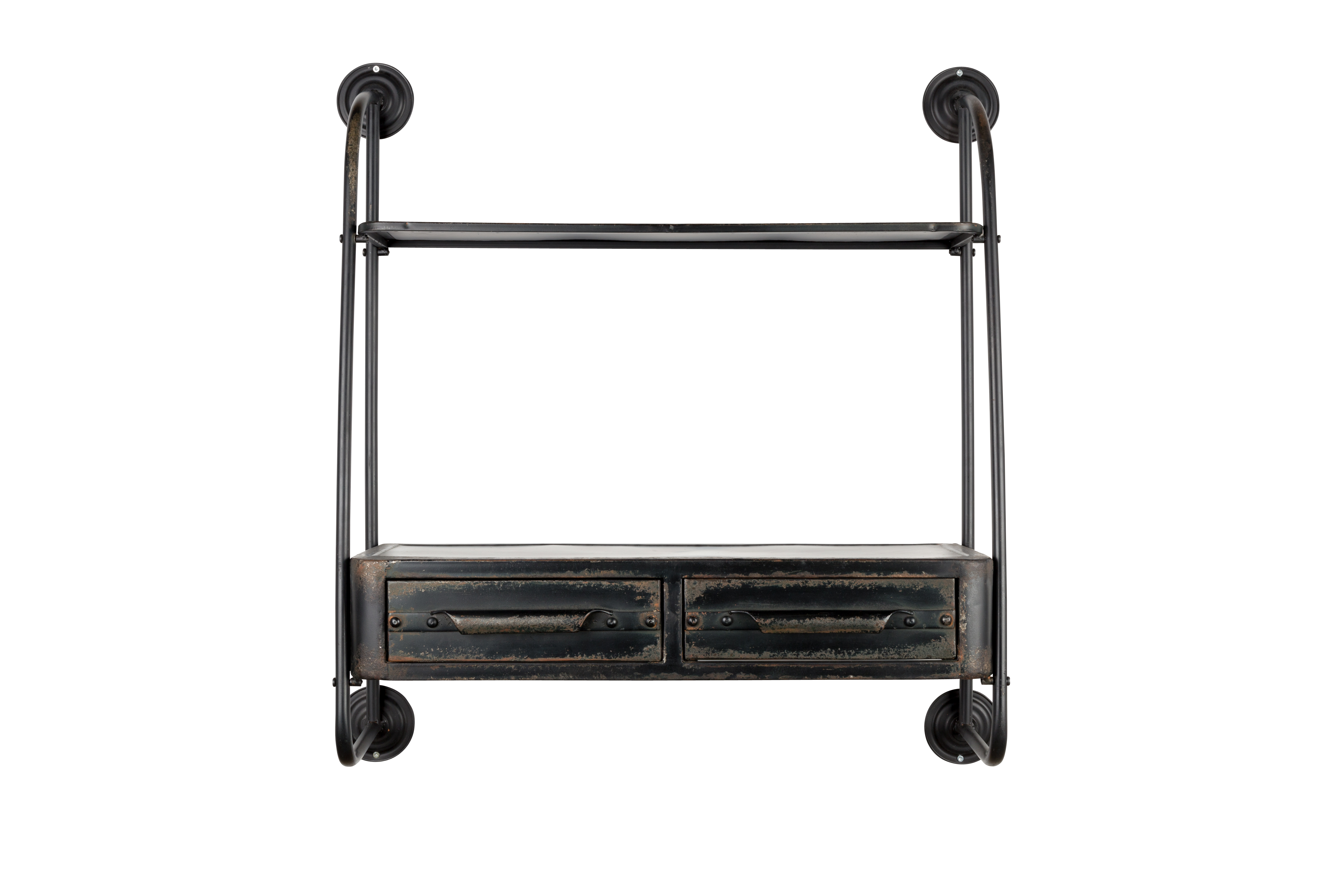 White Label Living Feng Væghylde M. 2 Skuffer Sort Jern